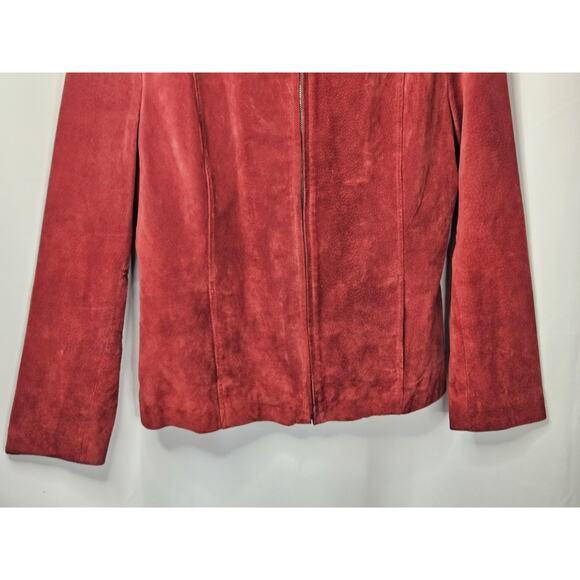 Vintage Geoffrey Beene Sport Blazer Red Suede Jacket Leather Coat Funky Academia - Picture 4 of 10